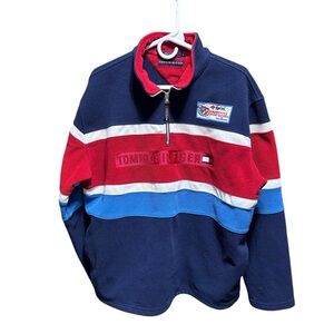 Vintage Tommy Hilfiger ColorBlock Flag  1/4 Zip Sprint Freestyle At Steamboat XL